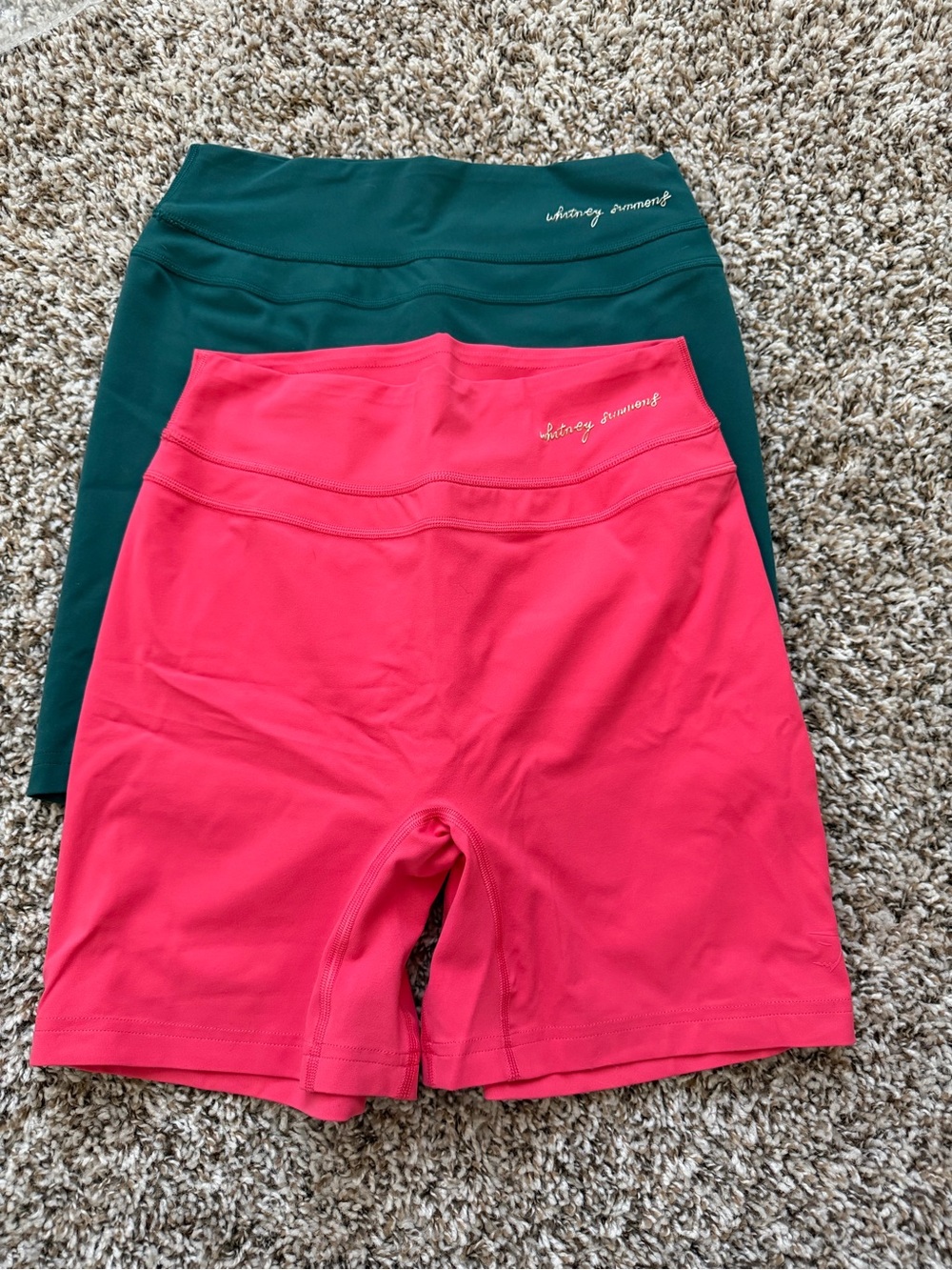 Gymshark x Whitney Simmons Women's High-Waist Active Shorts - Pink & Dark Green